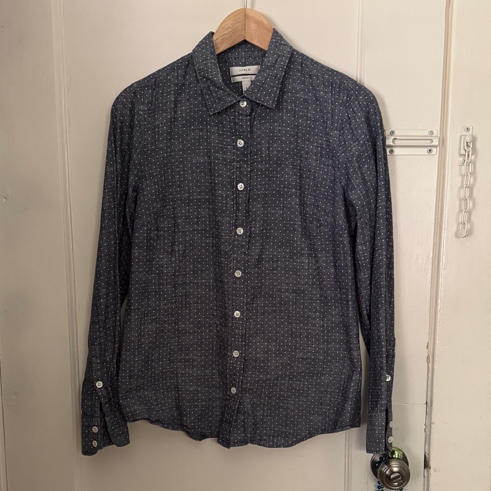 J. Crew Dark Blue Patterned Button Down Shirt